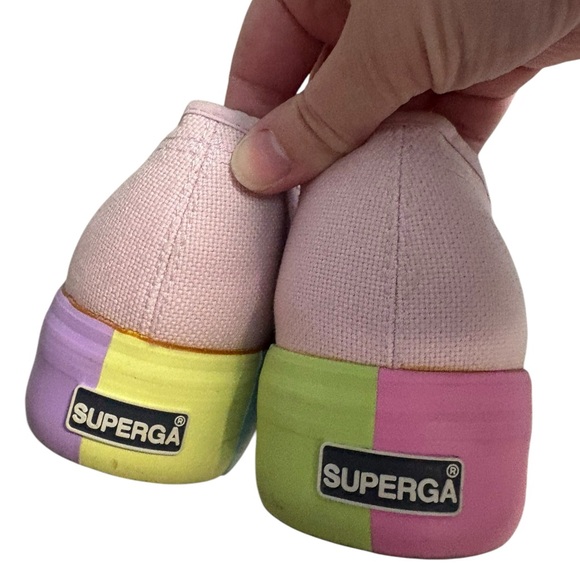 Superga platform sneakers Women's size 8.5 Pastel pink rainbow - Picture 5 of 11